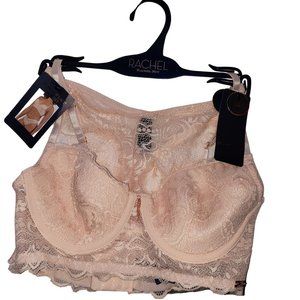 Rachel Roy Bra & Thong Set 36B/Large Thong Peach Coquette Girl Intimate Lace NWT